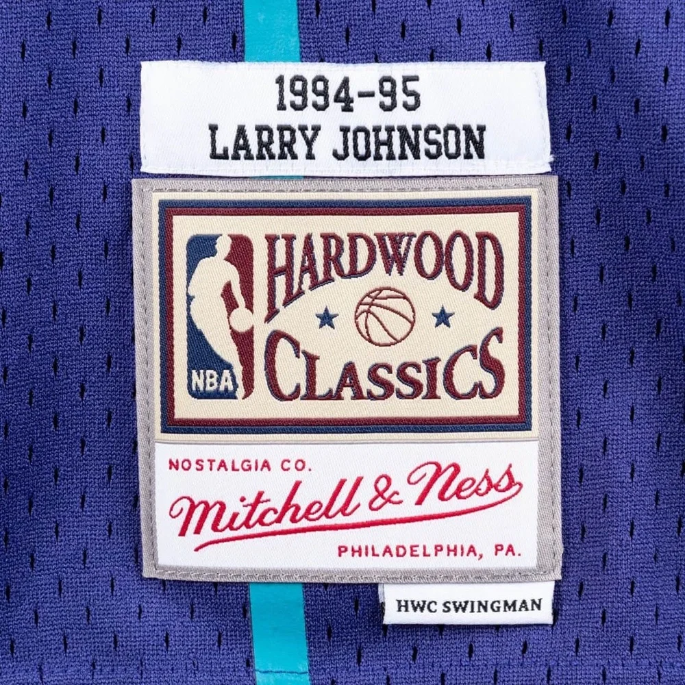 *SMALL* Charlotte Hornets Alternate 1994-95 Swingman Jersey Larry Johnson  NWT - Picture 6 of 6